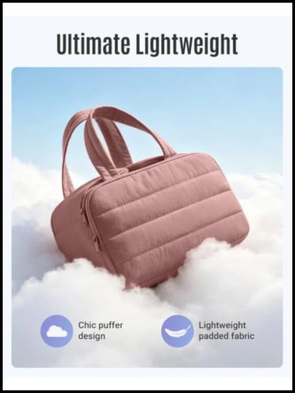 Quilted Travel Toiletry Bag Makeup Cosmetic Organizer with Handle